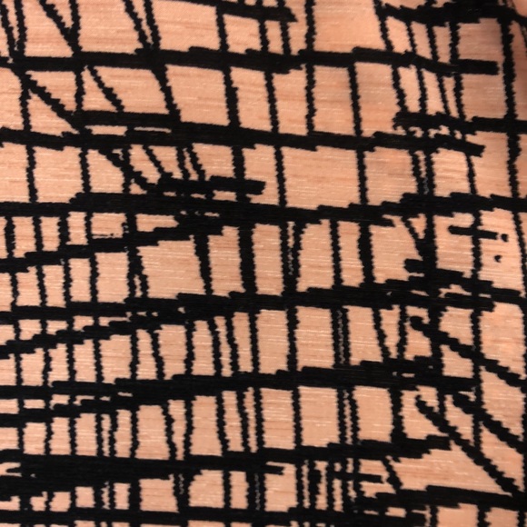 Pinkblush Lightweight Coral Pink with Black Abstract Geometric Lines Maxi Skirt - Picture 5 of 16